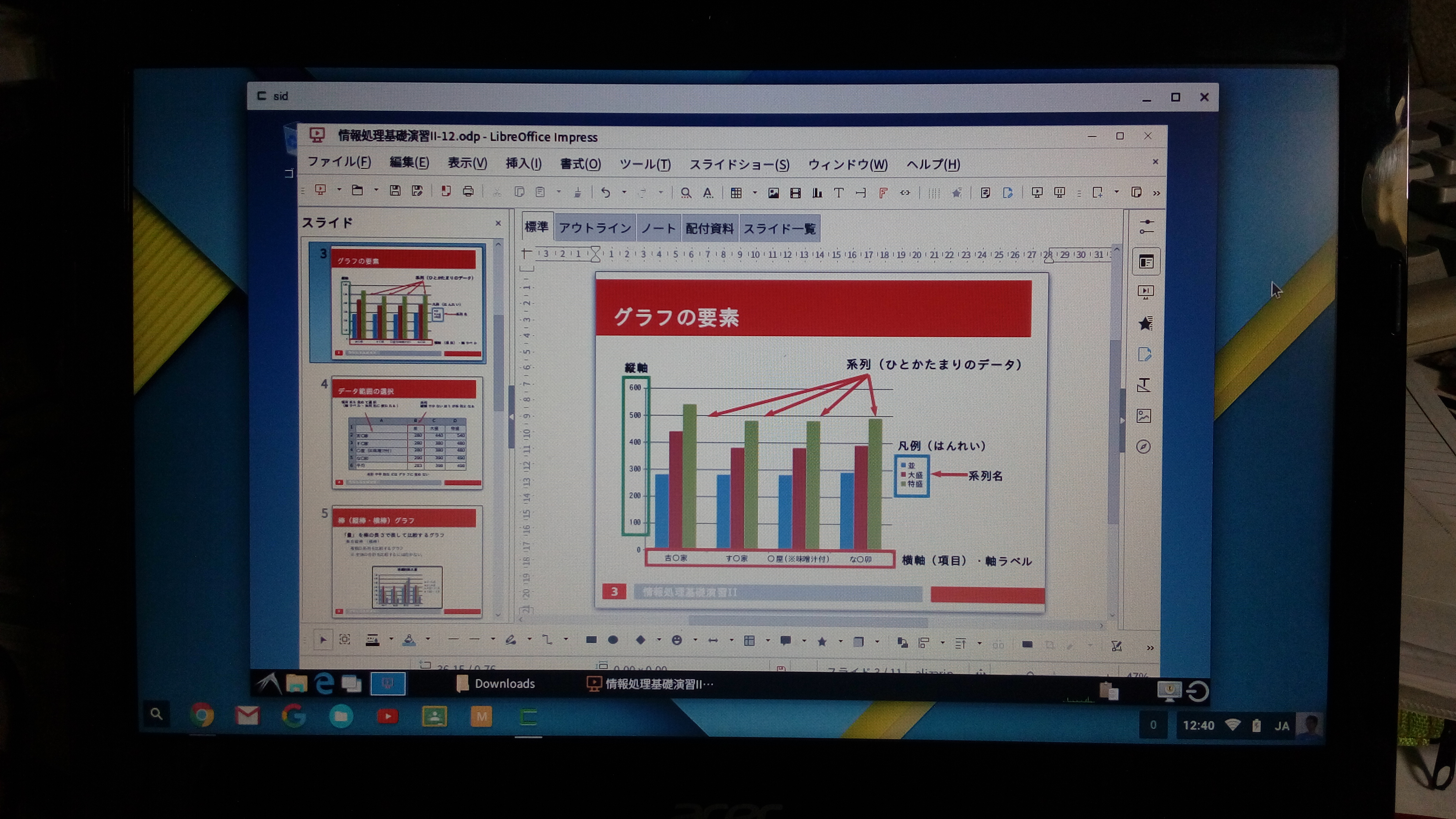 Chromebook上でSidを動かしている様子